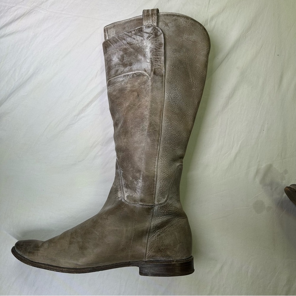 Frye Paige Gray Leather Knee High Boots Size 10
